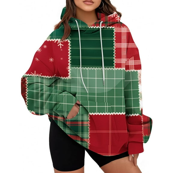 Fall Fashion Must Haves Winter Christmas Hooded Pullover Sweatshirt Long Sleeve Drawstring Hoodie Top for Women Women Fall Clothes