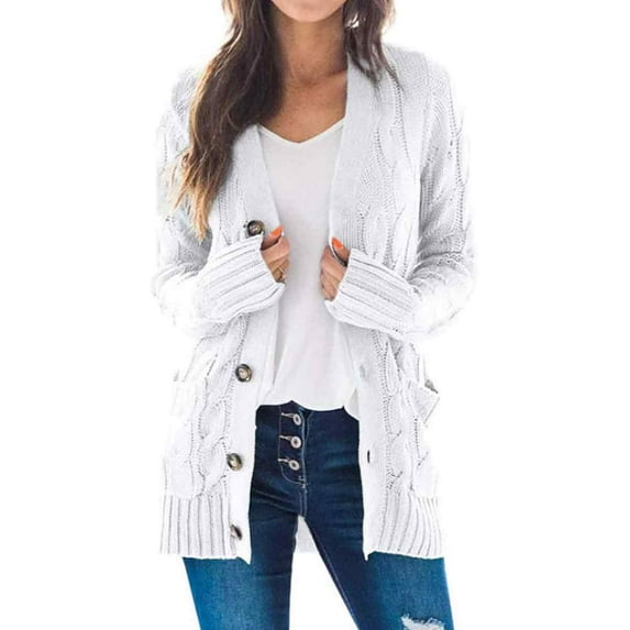 Fall Fashion Open Front Casual Knit Cardigans Loose Slouchy Oversized Wrap Chunky Sweaters Coat-S