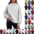 thumbnail image 1 of Fall Fashion Sweatshirts for Womens Pullover Plus Size Casual Loose Turtleneck Long Sleeve Solid Color Blouse Sweatshirt Tops, 1 of 8