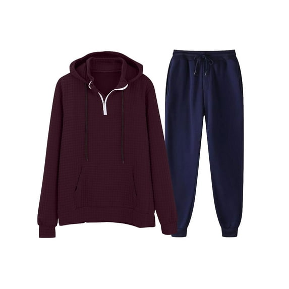 Fall Fashion Tracksuit For Men 2Pcs Athletic Hoodies Sets Men'S Casual Oversize Solid Color Drawstring Trouser Long Sleeve Hooded Set Running Jogging Sport Suit Set