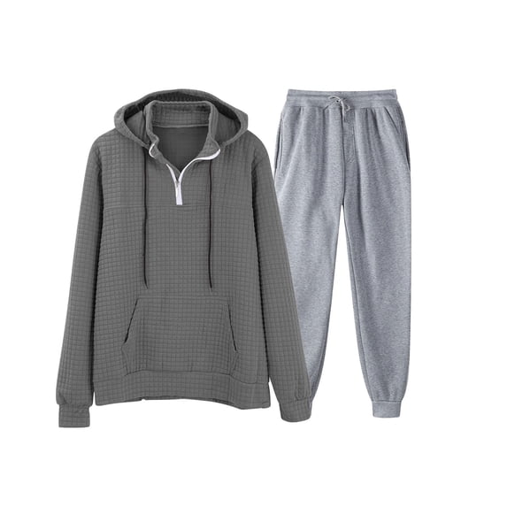 Fall Fashion Tracksuit For Men 2Pcs Athletic Hoodies Sets Men'S Casual Oversize Solid Color Drawstring Trouser Long Sleeve Hooded Set Running Jogging Sport Suit Set