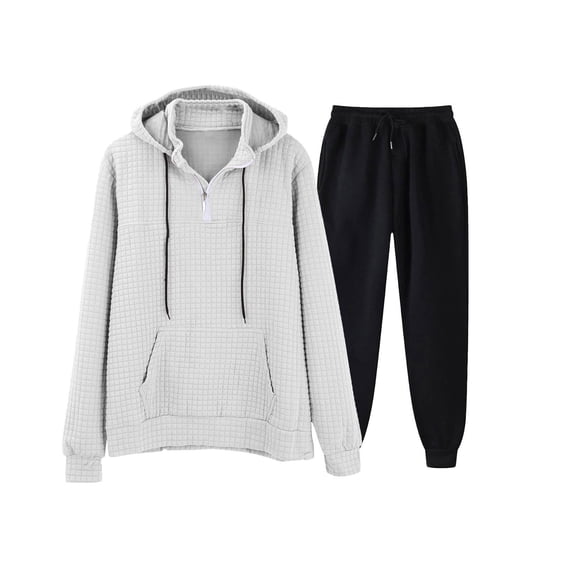 Fall Fashion Tracksuit For Men 2Pcs Athletic Hoodies Sets Men'S Casual Oversize Solid Color Drawstring Trouser Long Sleeve Hooded Set Running Jogging Sport Suit Set