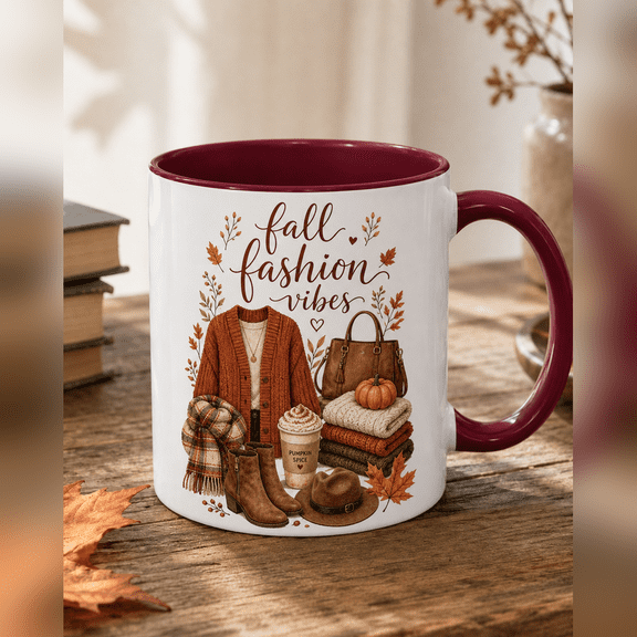Fall Fashion Vibes Ceramic Coffee Mug, Gift for Style Lovers