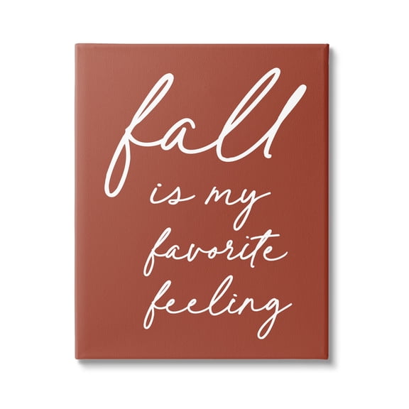 Fall Favorite Feeling Seasonal Autumn Calligraphy Phrase Inspirational Graphic Art Gallery-Wrapped Canvas Print Wall Art