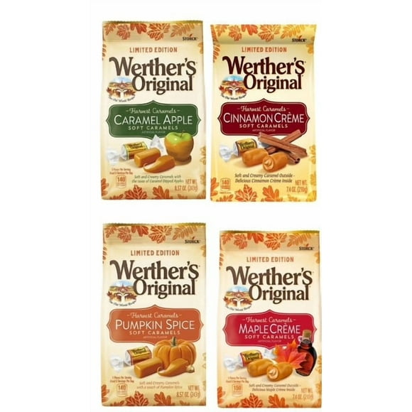 Fall Favorites Werther's Limited Edditon Harvest Carmels soft chews: caramel apple, cinnamon creme, pumpkin spice, mapple creme
