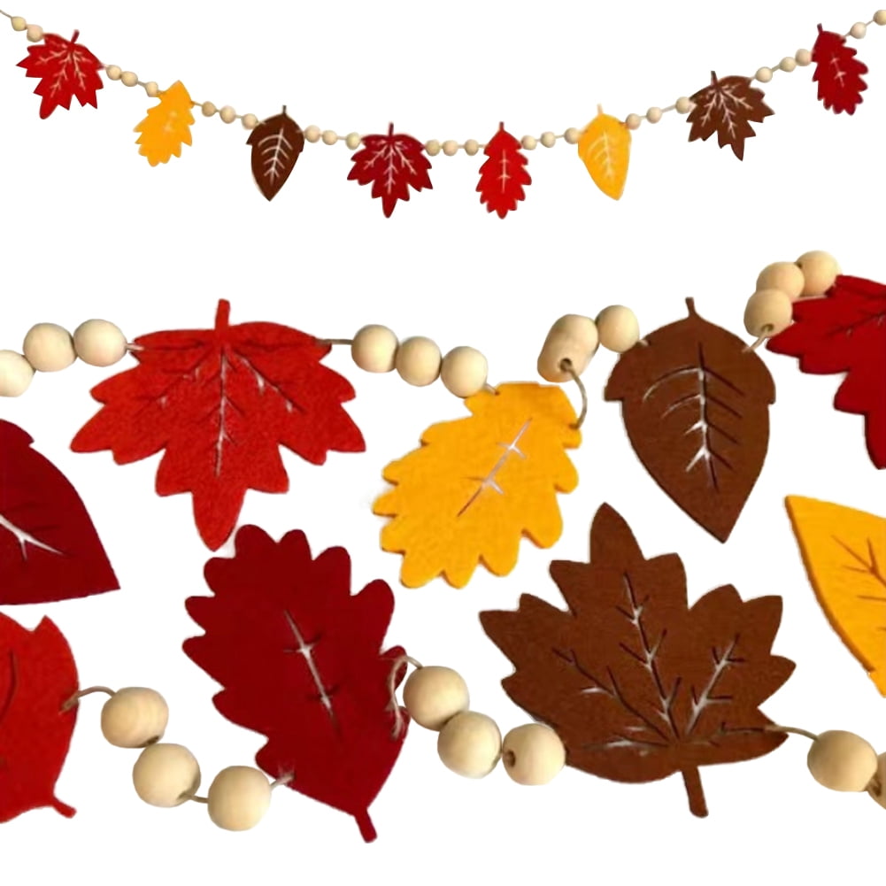 Fall Felt Garland Fall Wood Bead Garland with Felt Pumpkin