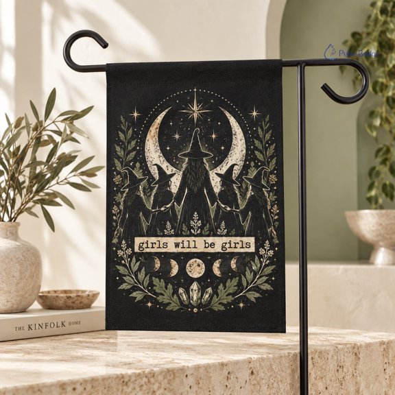 Fall Feminist Liberal Witch Garden Flag, Equality Protest Yard Decor for Women's Rights Supporters