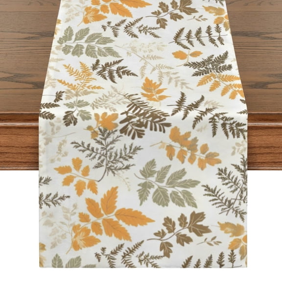 Fall Ferns | Thanksgiving Table Runner 48" x 13"  100% Polyester, Rustic Fall Harvest Dining Decor, Machine Washable Holiday Table Decoration