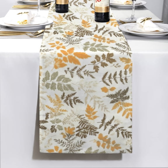 Fall Ferns | Thanksgiving Table Runner 72" x 13"  100% Polyester, Rustic Fall Harvest Dining Decor, Machine Washable Holiday Table Decoration