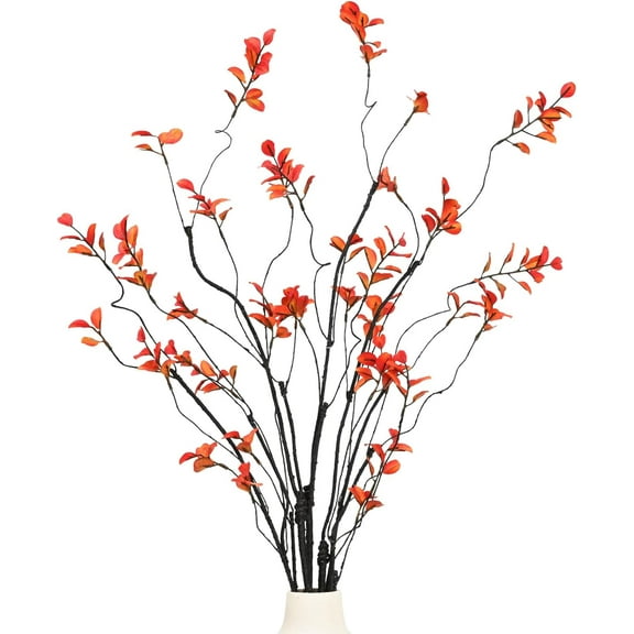 Fall Ficus Branches, Faux Branches for Vase, Artificial Fall Plants Stems Ficus Twigs Fall Decor Artificial Plants Leaves for Home Bedroom Kitchen Centrepiece Decor