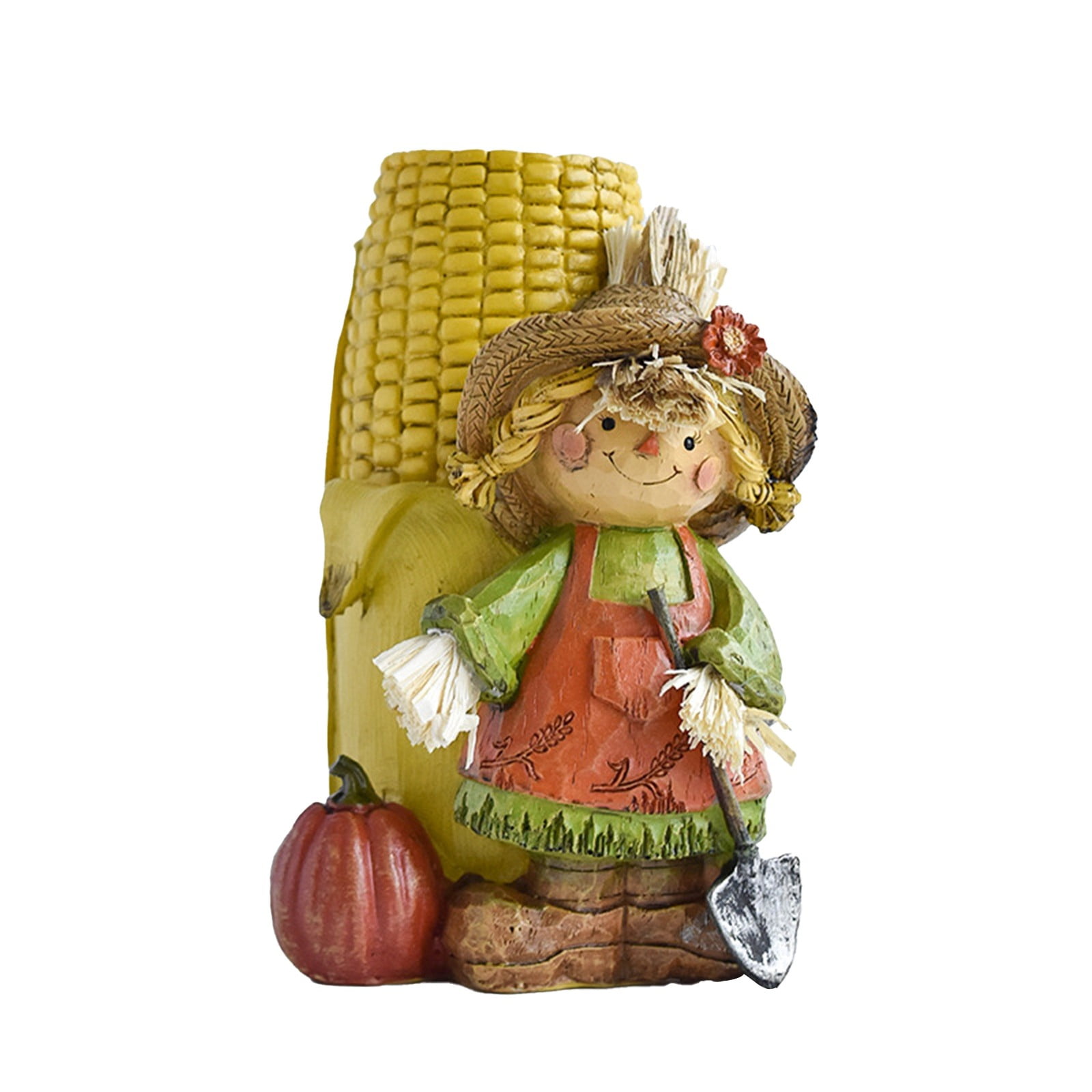Fall Figurines, Pumpkin Scarecrow Statue Harvest Resin Pumpkin Durable ...