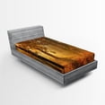 thumbnail image 1 of Fall Fitted Sheet, Misty Autumnal Forest with Rising Sun Early Morning in Foggy Woods Scenery, Decorative Soft Bedding All-round Elastic Pocket, Twin Size, Orange Brown Green, by Ambesonne, 1 of 3