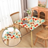 Fall Fitted Tablecloth with Elastic for 34x34 inch Square Folding Tables Washable Stretchy Spandex Card Table Covers Cloth Maple Leaves Fabric Table Cloths Not Vinyl
