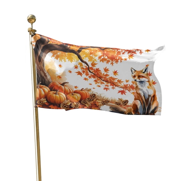 Fall Flags for Outside 2x3 ft Pumpkin Fox Outdoor Flags Double Sided Grommets House Banner Pine Cones Maple Leaves Thanksgiving Patio Yard Flag for Outdoor Party Porch Garden Decorations Indoor