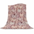 thumbnail image 1 of Fall Flannel Blanket for Bed,Travel and Camping, Thanksgiving Pink Pumpkin Eucalyptus Leaves Linen Super Soft Cozy Blanket for All Seasons 60"x80", 1 of 6