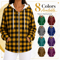 thumbnail image 1 of Fall Flannel Plaid Shirt for Women, Zipper Drawstring Hooded Long Sleeves Jackets, Causal Comfy Daily Blouses with Pockets, 1 of 8