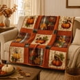 thumbnail image 1 of Fall Flannel Throw Blanket, Soft Autumn Pumpkin Maple Plaid Quilted Throw Blanket, Cozy Couch Blanket for Thanksgiving Living Room Bedroom Home Decor, L 59.1×78.7 inches, 1 of 6
