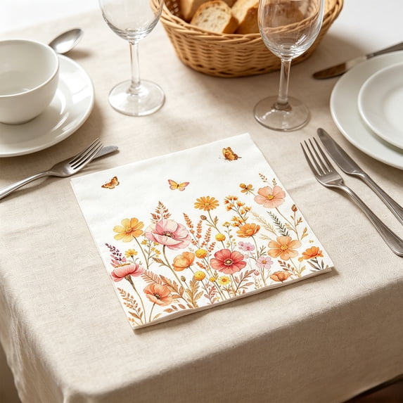 Fall Floral Disposable Paper Napkins,Tableware for Fall Party,Thanksgiving,Dinner,Picnic,Home,Holiday Decor