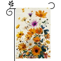 Fall Floral Garden Flag for Outside 12x18 Inch Double Sided Burlap Thanksgiving Colorful Flowers Outdoor Yard Flag Home Decorations
