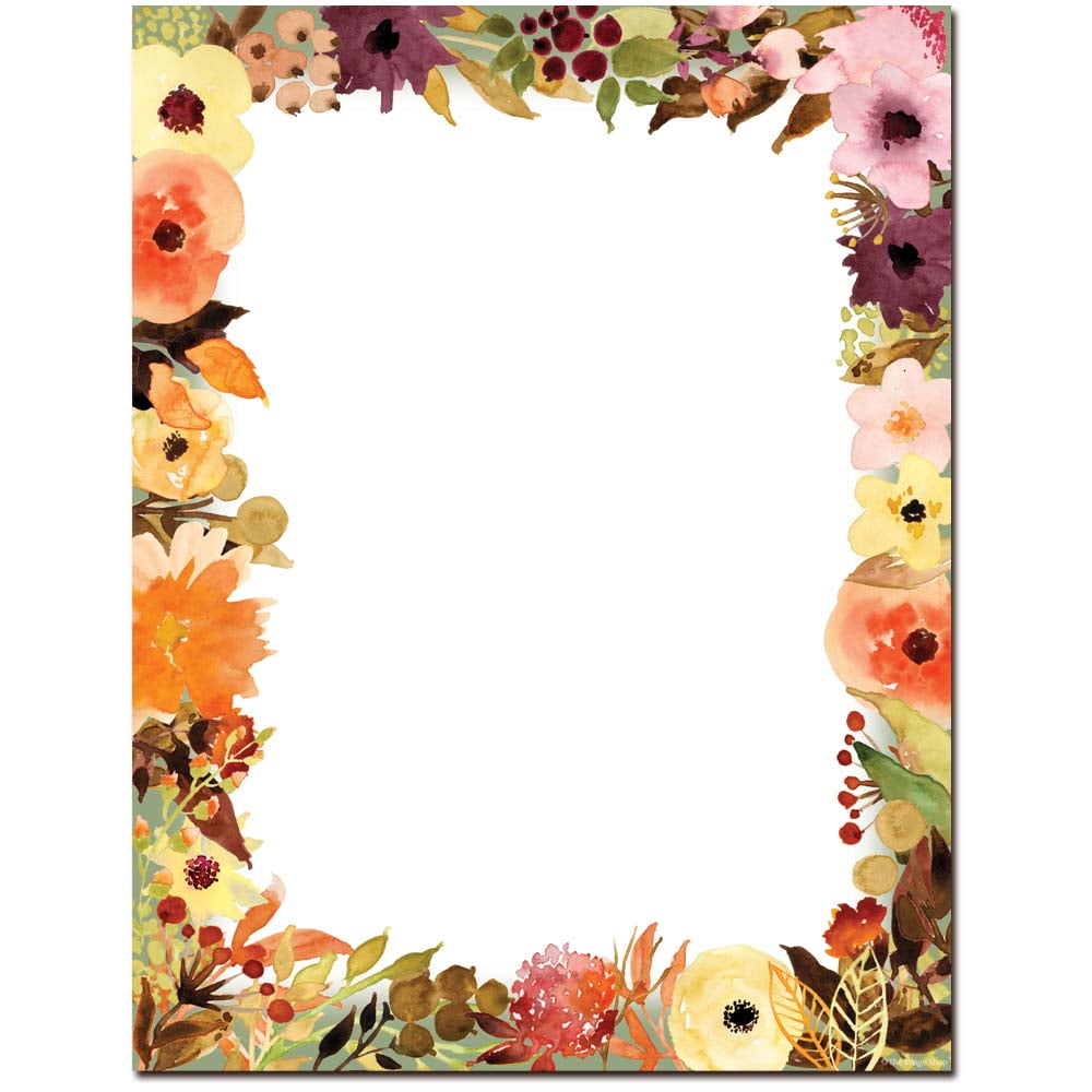 Fall Floral Letterhead Laser & Inkjet Printer Paper, 100 Sheets per ...