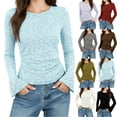 thumbnail image 1 of Fall Floral Long Sleeve Shirts Slim Base Layer Tops Going Out Tops for Women Fitted Thermal Blouse for Cold Weather | CSEONE,Wine L, 1 of 9