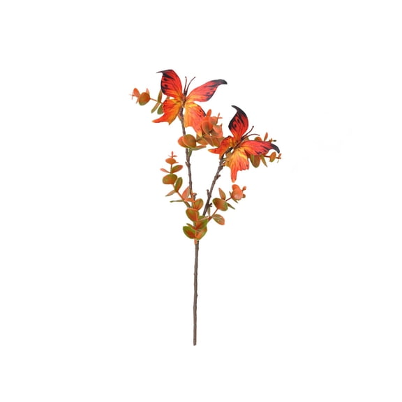 Fall Floral Pick, Orange Leaf Stems, Butterfly Branch Insert, Artificial Flower Stems for Vase Arrangement Thanksgiving Table Centerpiece Decor