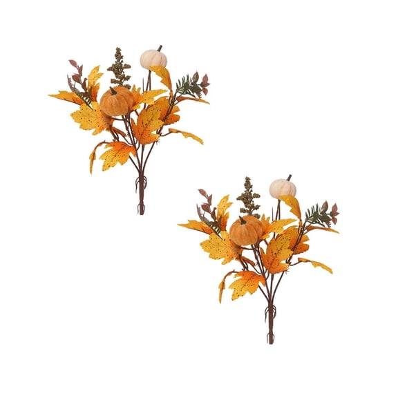 Fall Floral Picks 2 Pcs, 15.35 Inch Flexible Wired Seasonal Stems, Realistic Harvest Foliage for Halloween Thanksgiving Christmas DIY Table Centerpiece Farmhouse Home Decor,#D