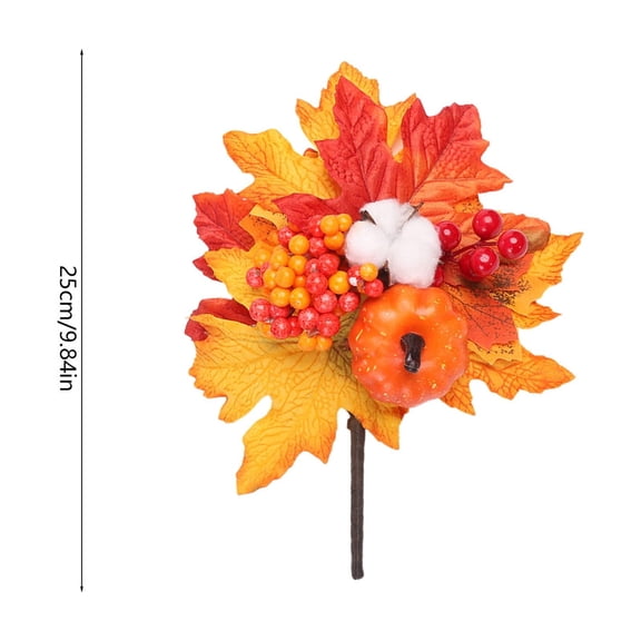 Fall Floral Picks, Artificial Maple Leaves Pumpkin Berry Stems Flower Decor Autumn Floral Picks for DIY Wreath Garland Vase Arrangment Thanksgiving Festival Farmhouse Wreath