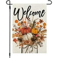 thumbnail image 1 of Fall Floral Pumpkins Garden Flag 12x18 Inch Double Sided Small Burlap Autumn Mason Jar Holiday Flag for Outside Yard Welcome CF1548-12, 1 of 6