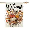 thumbnail image 1 of Fall Floral Pumpkins House Flag 28x40 Inch Double Sided for Outside Large Welcome Burlap Autumn Mason Jar Holiday Yard Decoration CF1548-40, 1 of 6
