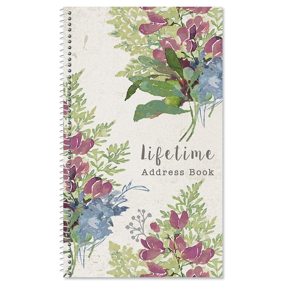 Fall Florals Address Book - 94 Pages; 5" x 8-1/2", Spiral Bound Address Book