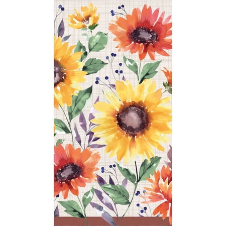 Fall Flowers 3-Ply Paper Guest Dinner Napkins 16 Per Pack