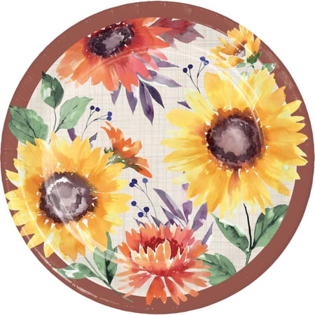 Fall Flowers 9-inch Paper Plates 8 Per Pack