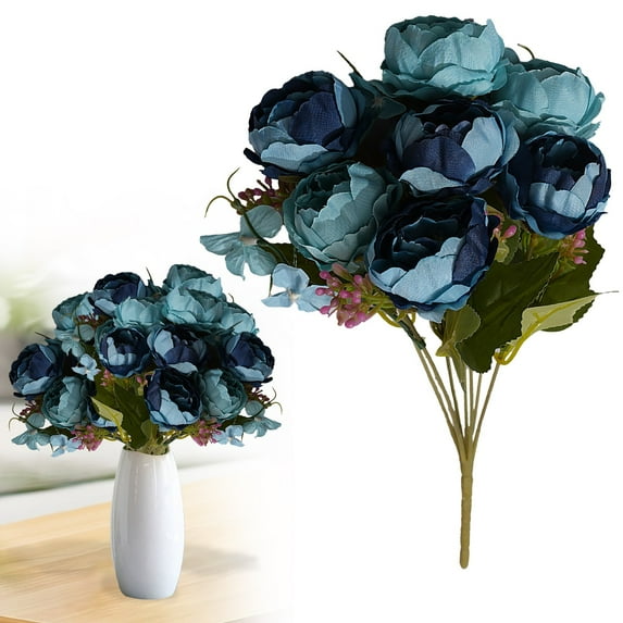 Fall Flowers Artificial for Decoration 7 Head Artificial Peony Flower Arrangement Dining Table Centerpieces for Kitchen Bridal Wedding Decor Realistic Peonies