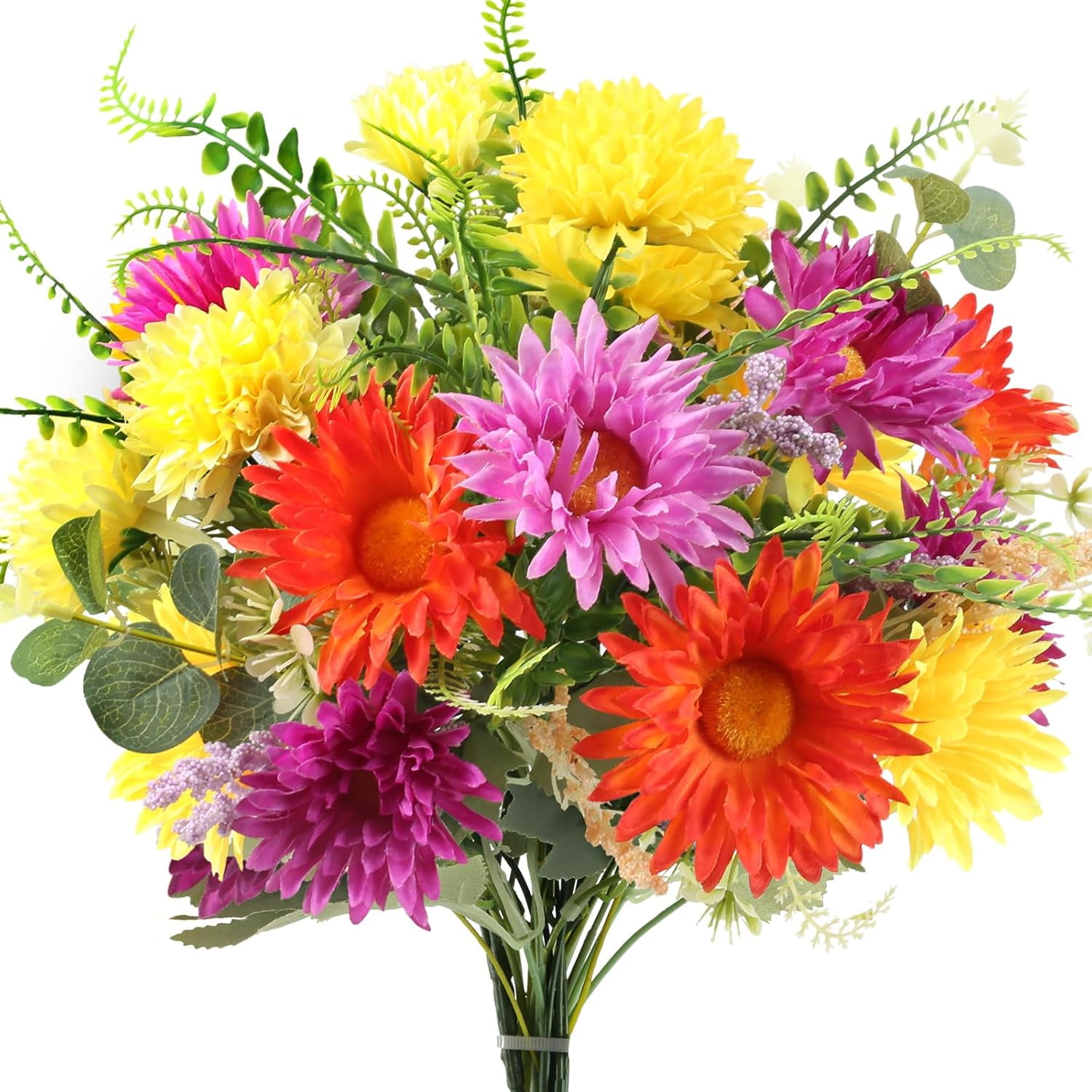 Fall Flowers Artificial Faux Gerbera Daisies Flowers Fake Silk Flowers Arrangements Fall Cemetery Flowers for Grave for Home Indoor Table Vase Wedding Party Halloween Autumn Decor (13.38in)