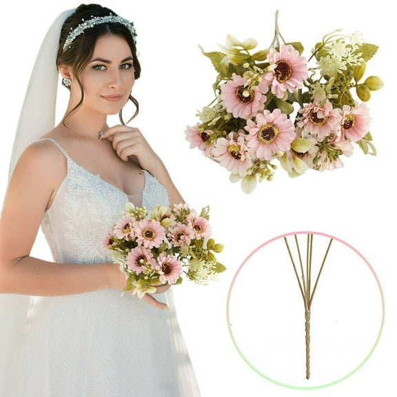 Fall Flowers European Style Small Bouquets Artificial Flower Daisies Hairpin Decoration Flower Bouquets Autumn Colors 10 Star Shaped Chrysanthemums Fake Flowers Outdoor