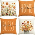 thumbnail image 1 of Fall Flowers Home Sweet Home Throw Pillow Covers, 18 x 18 Inch Autumn Thanksgiving Harvest Bless This Home Decorations for Sofa Couch Set of 4, 1 of 6