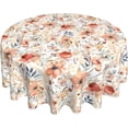 thumbnail image 1 of Fall Flowers Tablecloth Round 60 inch,Orange Autumn Floral Leaves Farmhouse Decorative Table Cloth Washable Wrinkle Resistant for Kitchen Dining Room Party Picnic Harvest Decor, 1 of 6