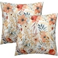 thumbnail image 1 of Fall Flowers Throw Pillow Covers Set of 2 Autumn Orange Wildflower Couch Cushion Covers Square Decorative Pillow Cases Home Decorations for Bedroom Living Room, 18 x 18 Inch, 1 of 6