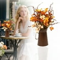 thumbnail image 1 of Fall Flowers with Vase,Fall Artificial Flower with Metal Pot Vase,Autumn Fake Bouquet Fall Vase Floral Arrangement Farmhouse Faux Potted Flowers Decoration for Home Festival Wedding Party Decor, 1 of 9