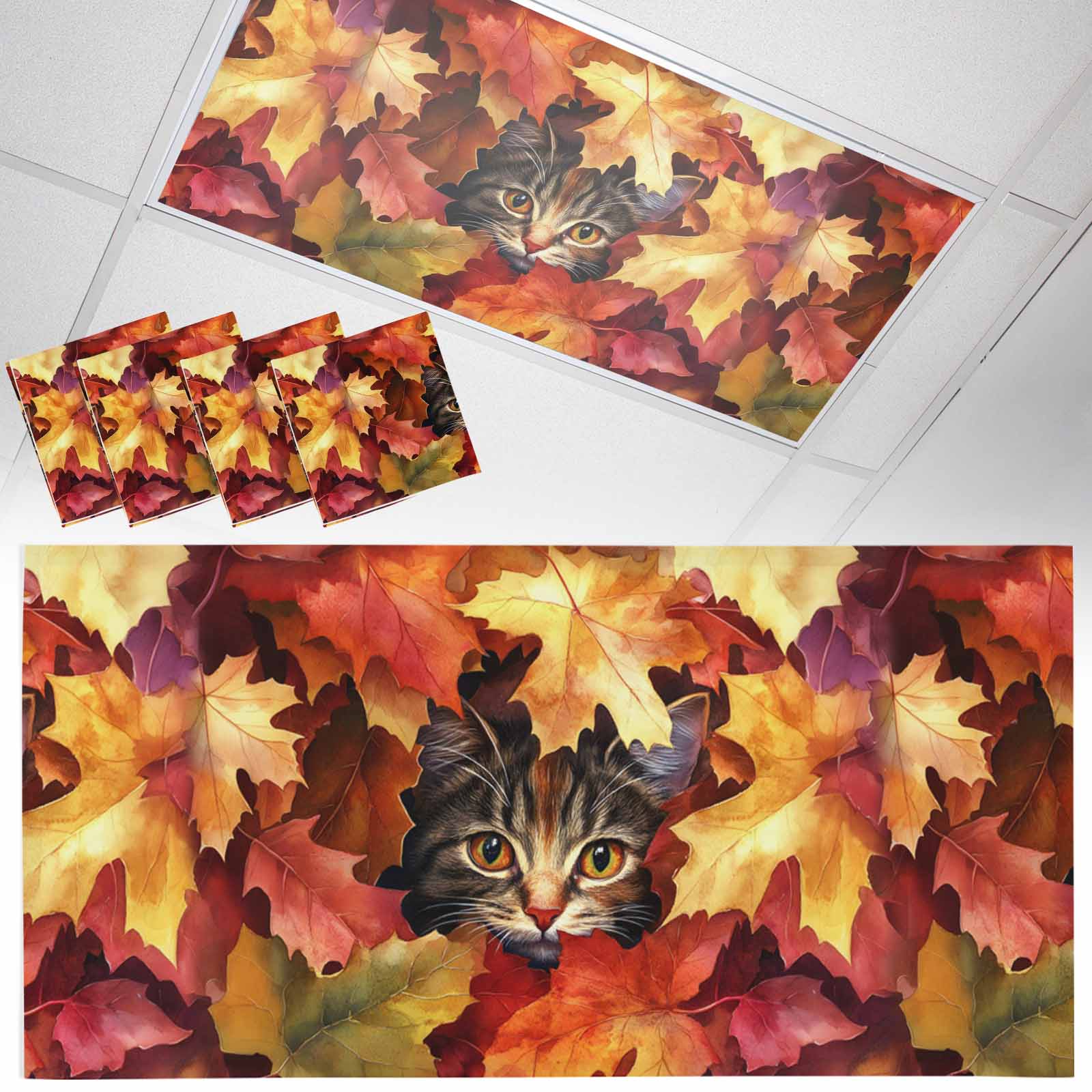 Fall Fluorescent Light Covers for Ceiling Lights Cute Cat Light Filters ...