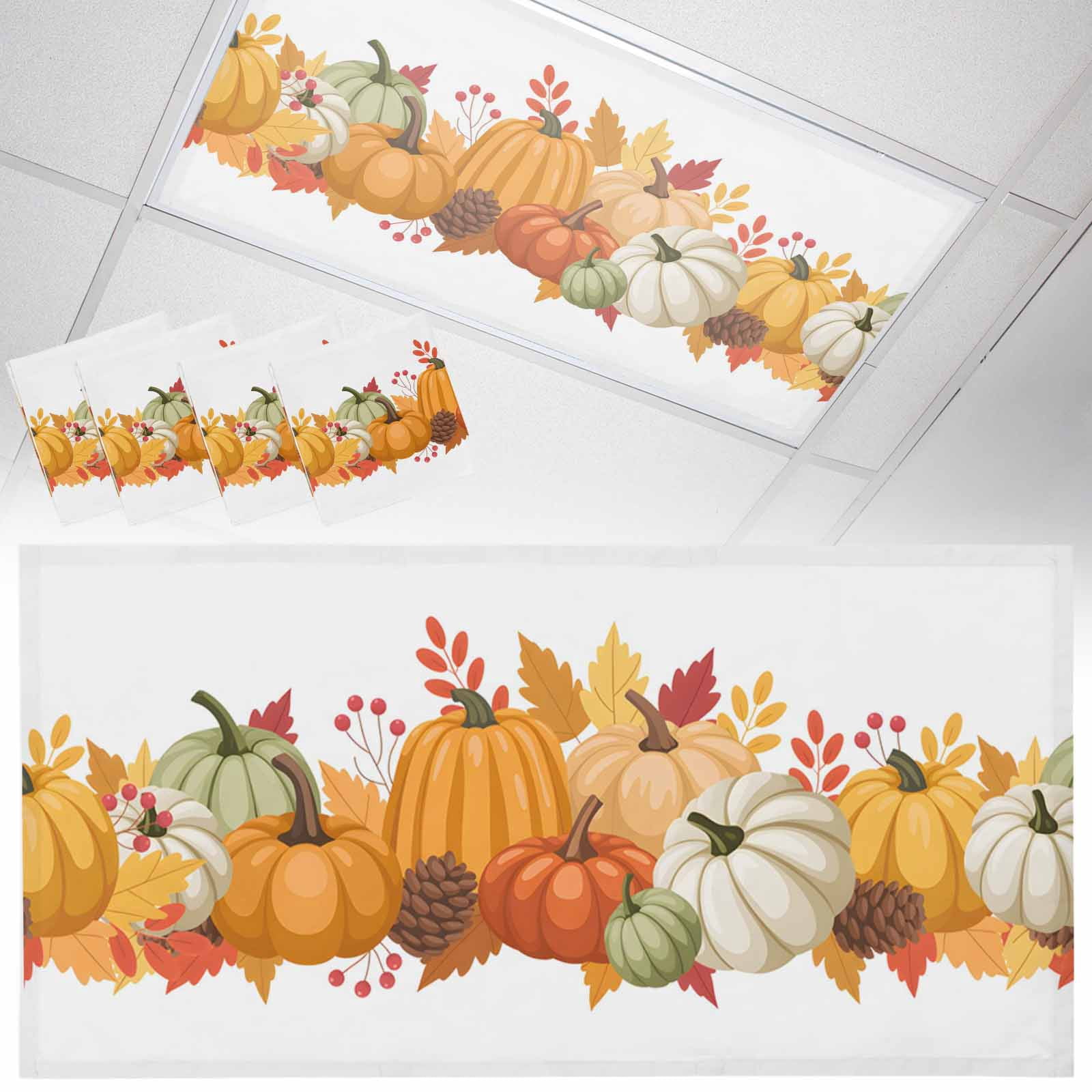 Fall Fluorescent Light Covers for Ceiling Lights Harvest Orange White ...