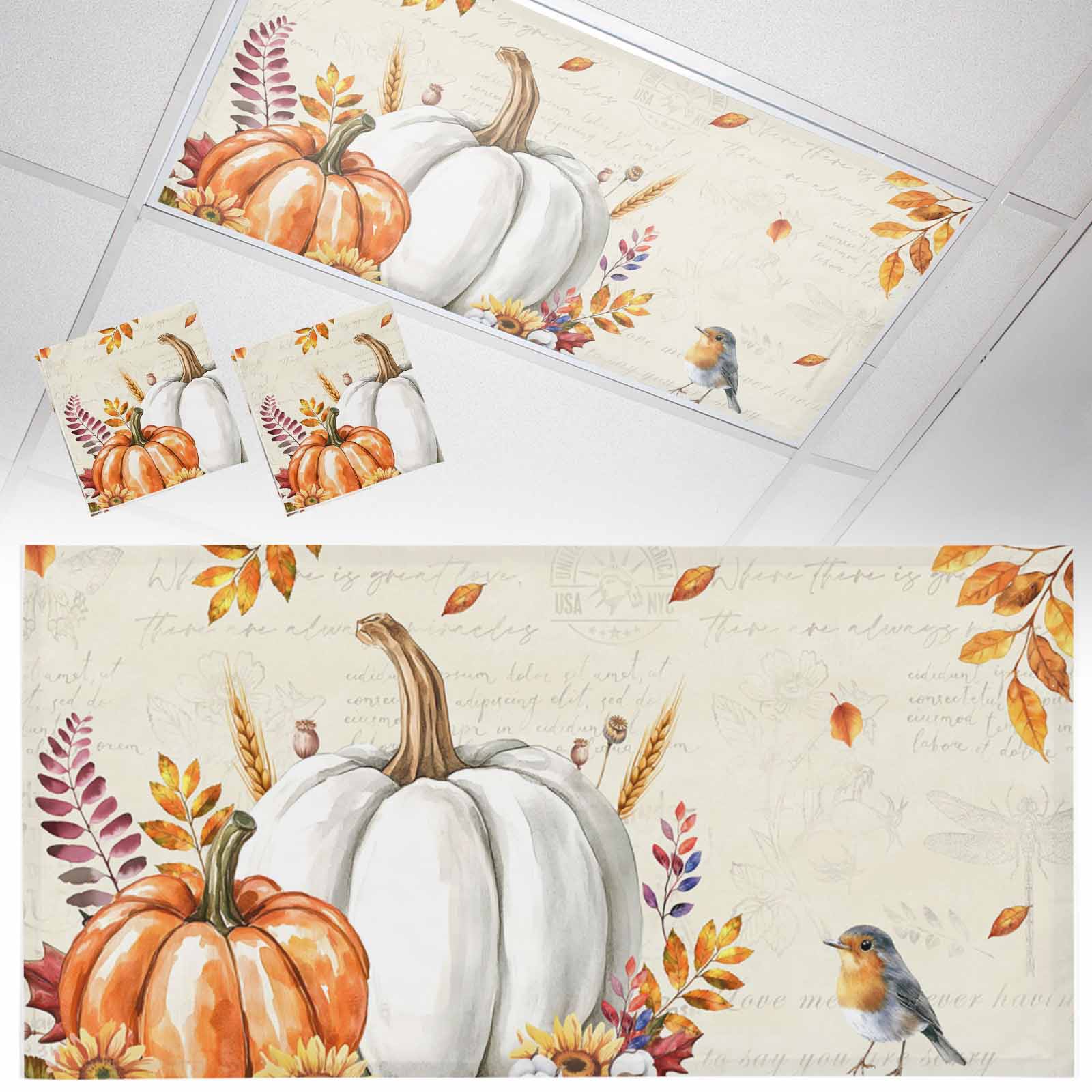 Fall Fluorescent Light Covers for Ceiling Lights Harvest Pumpkin Light ...
