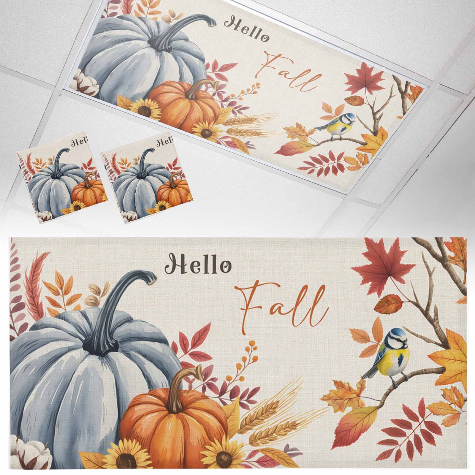 Fall Fluorescent Light Covers for Ceiling Lights Hello Fall Pumpkin ...