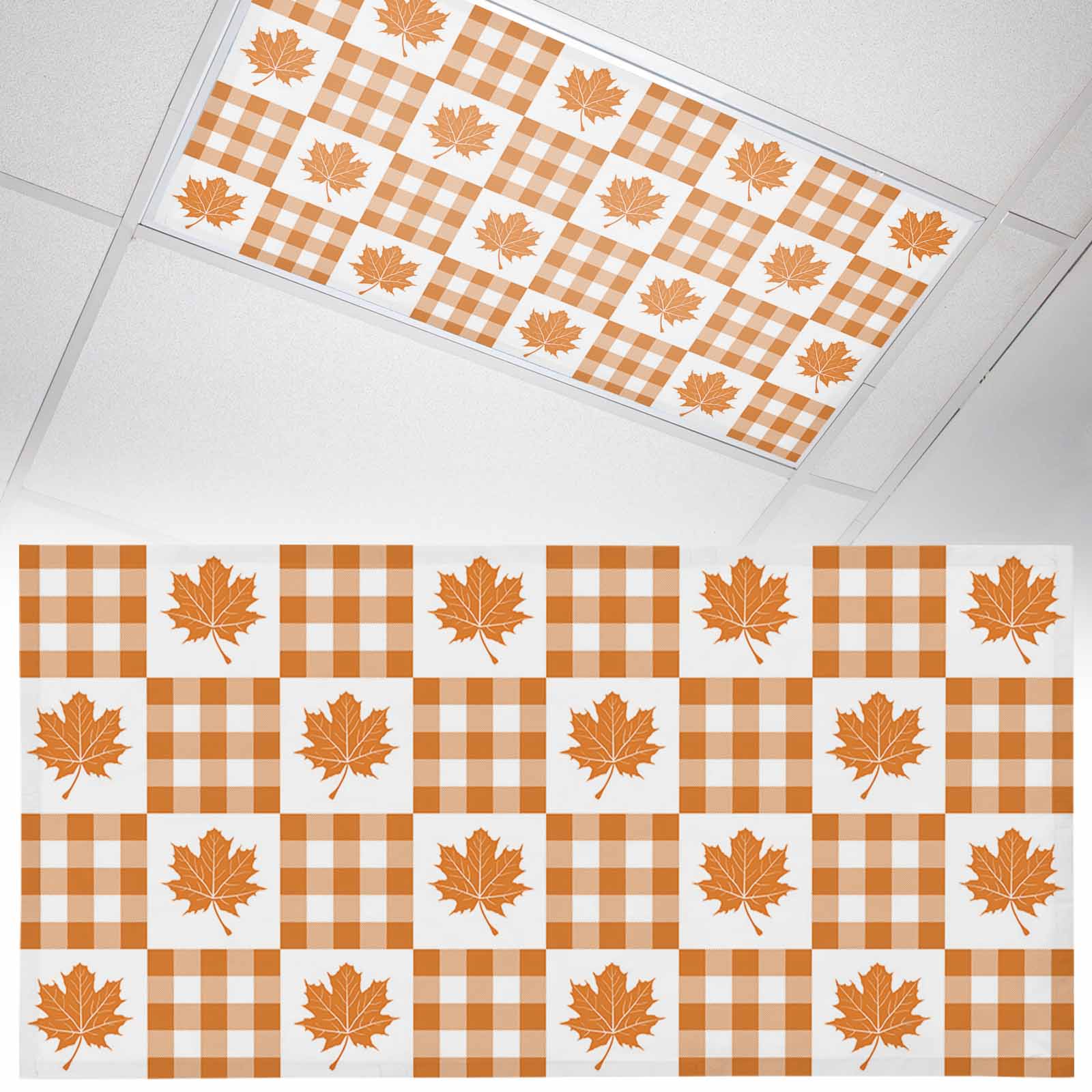 Fall Fluorescent Light Covers for Ceiling Lights Orange Lattice Table ...