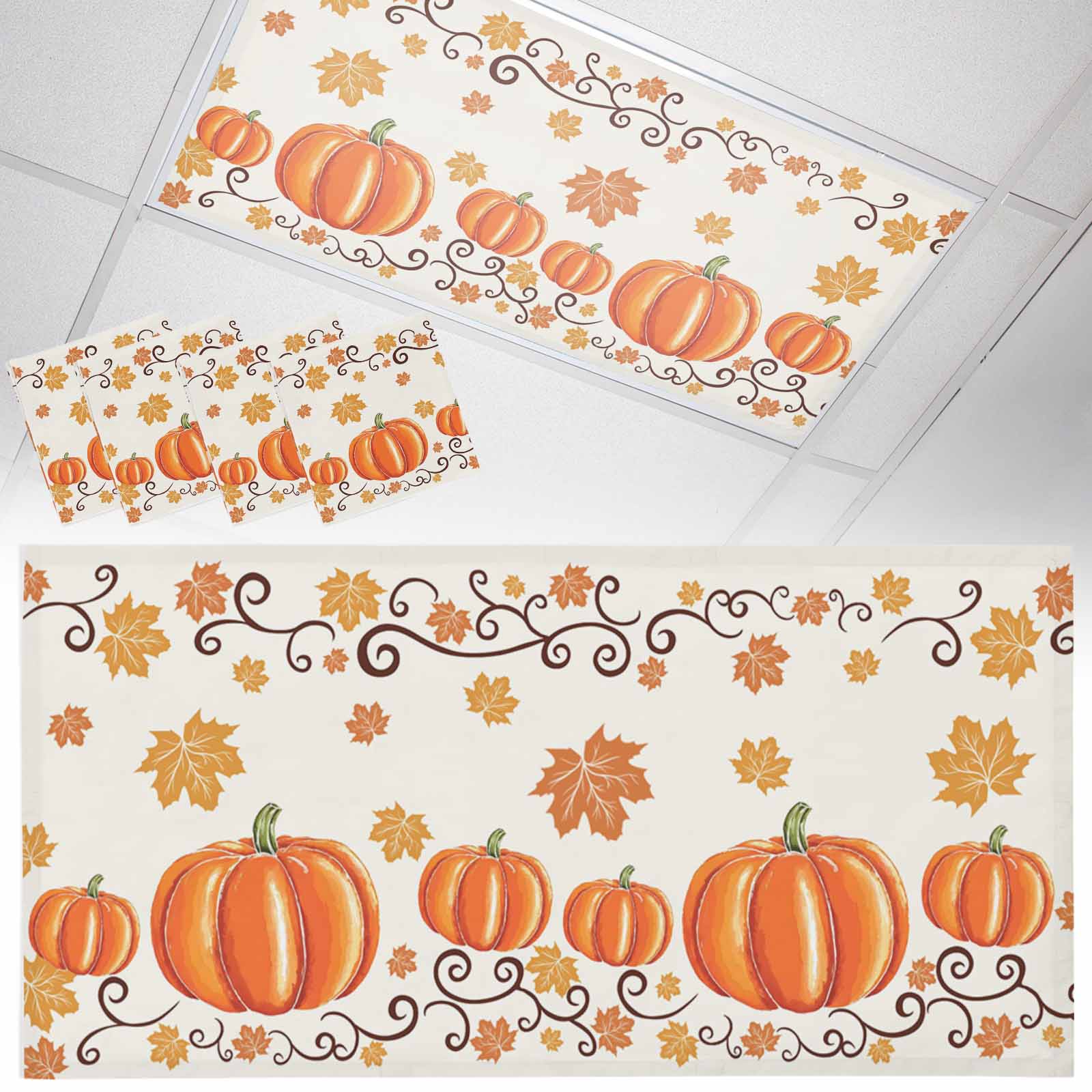 Fall Fluorescent Light Covers for Ceiling Lights Orange Pumpkin Light ...
