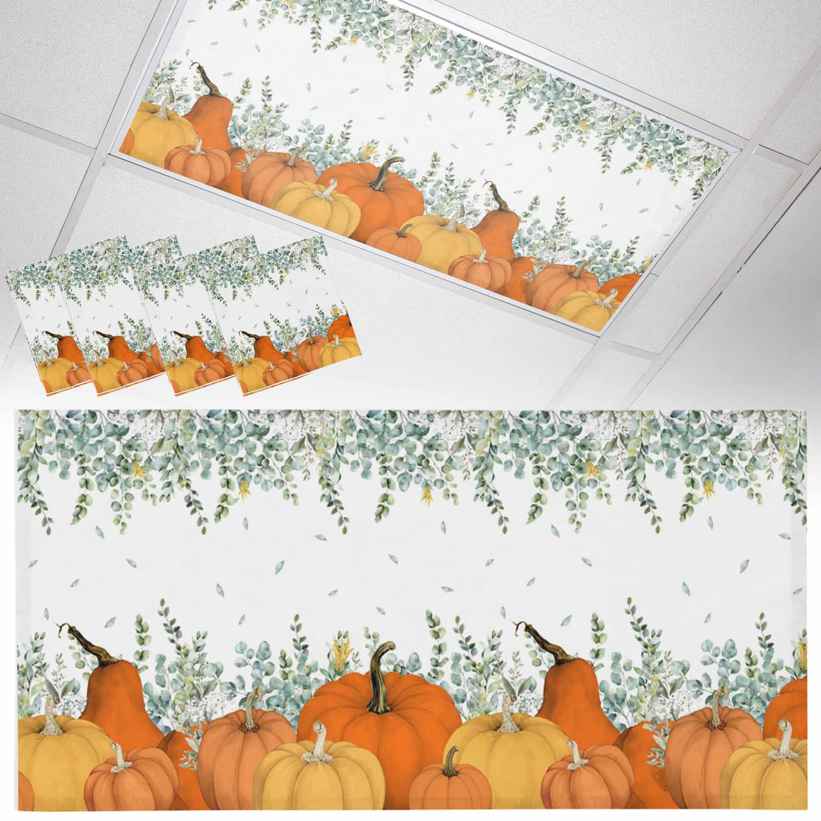 Fall Fluorescent Light Covers for Ceiling Lights Orange Pumpkin Light ...