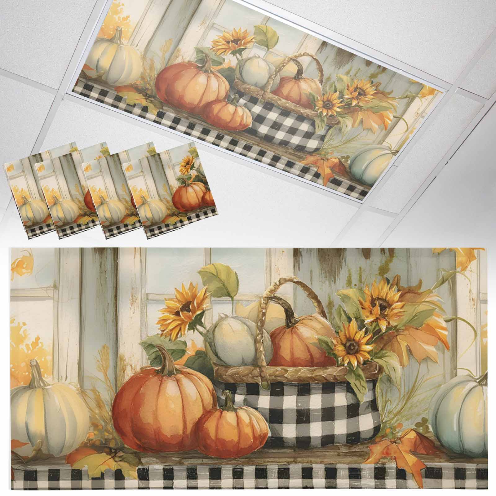 Fall Fluorescent Light Covers for Ceiling Lights Pumpkin Basket Light ...