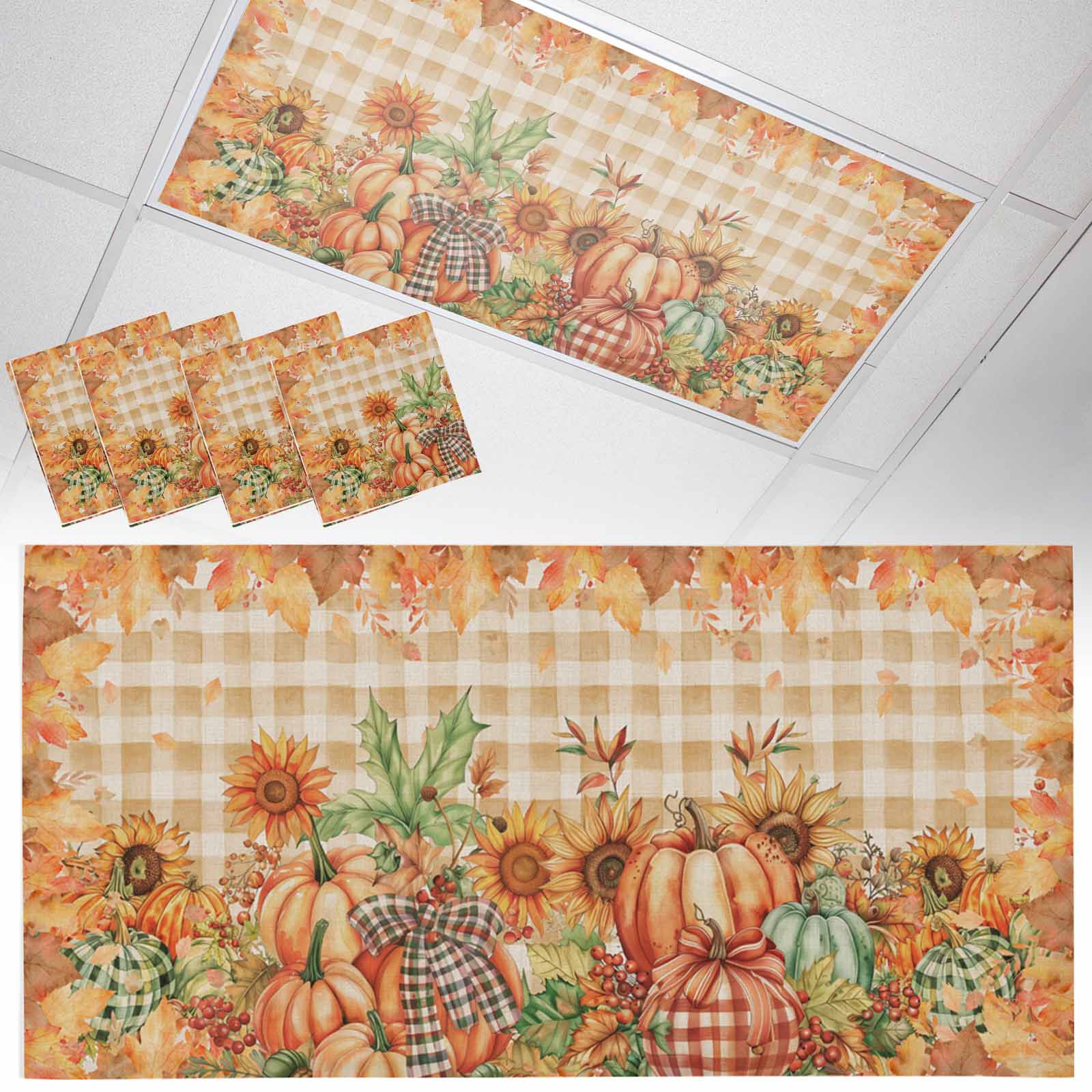 Fall Fluorescent Light Covers for Ceiling Lights Pumpkin Sunflower ...