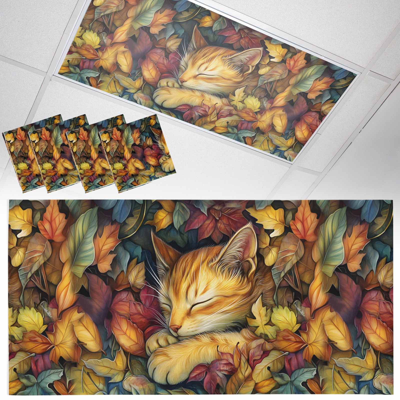 Fall Fluorescent Light Covers for Ceiling Lights Sleeping Cat Light ...